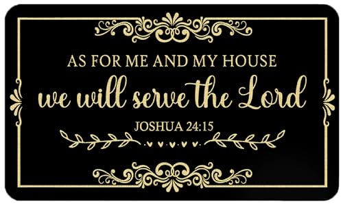 Christian Door Mat, As for Me and My House Joshua 24 15 Bible Verse Doormat Outdoor Indoor Entrance, Christian Welcome Mats for Church Prayer Room Farmhouse Home, 17x30 Inch - color: Joshua