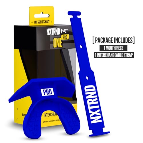 Nxtrnd One Pro Football Mouth Guard, Interchangeable Strap, Fits Adult & Youth (Blue) - color: Blue Pro