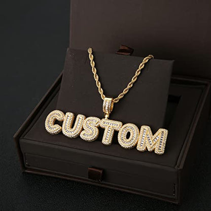 HIPBLING Custom Chain Iced Out Name Pendant Letter Necklace Personalized Diamond Jewelry with 24inch Rope Chain Rose Gold Silver Hip Hop Necklace Gift for Women Men - color: Gold, size: 2 letters