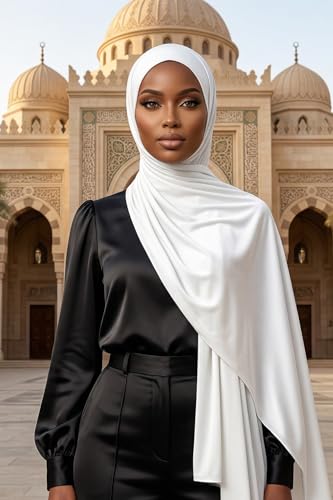 Aisha's Design Neck-Covering Practical Jersey Hijab with Built-In Ninja Bonnet - color: Ivory
