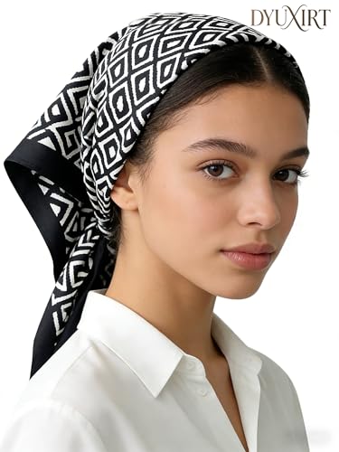 Triangle Shawls Scarf Head Hair Neck For Women Scarves Fashion Silk Feeling Lady Lightweight 51 * 23.6inch - color: K26-black Background With（51*23.6inch）