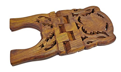 Craftsman 12 Inch Rahel Holy Book Stand for Pooja puja Gita Quran Bible Stand Holder. Folding Religious Rosewood Prayer Wooden Book (12 Inch) (12 Inch) (3. Brown) - color: 3. Brown