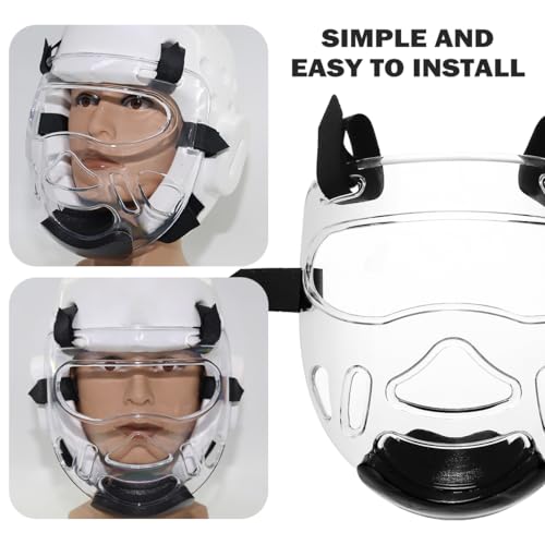 Clear Boxing Faceshield,Sparring Headgear, Taekwondo Protective Mask,Face Protection Cover for Boxing - size: Large