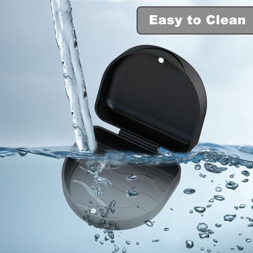 Retainer Case Denture Case: BVN Orthodontic Dental Case, Slim Braces Case, Mouth Guard Case, Denture Box, Teeth Aligner Case, Night Guard Case Container Storage Holder Black - color: Black