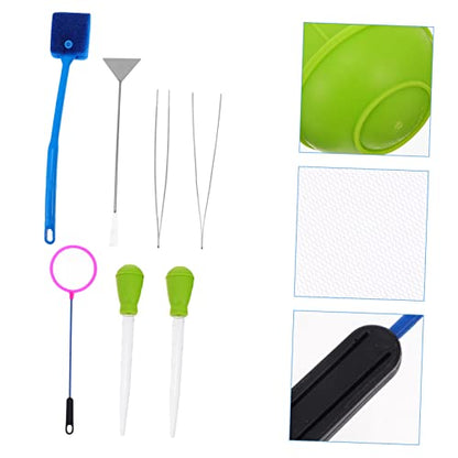 UKCOCO 7Pcs Aquarium Tool Kit Professional Fish Tank Maintenance Ergonomic Design for Easy Keep Your Aquarium and Healthy for Aquascaping Random Color
