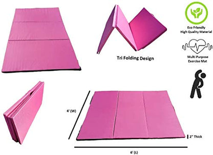 5 Star TD Gymnastics Mat 4'x6', 2" Thick Tri-Fold Folding Exercise Mat Extra Thick High Density Tumble Mat w Carrying Handles for Gymnastics, Yoga, Aerobics, Mixed Martial Arts, Home Gym Workout Mat