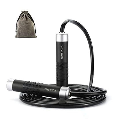 Weighted Jump Rope for Men Women - 1LB Heavy Jump Rope Weighted Skipping Rope for Adult Fitness Workouts Boxing Crossfit Cardio Weight-loss MMA, Non-Slip Aluminum Handles, Adjustable Length 9MM Solid PVC/Cotton Ropes - color: Black