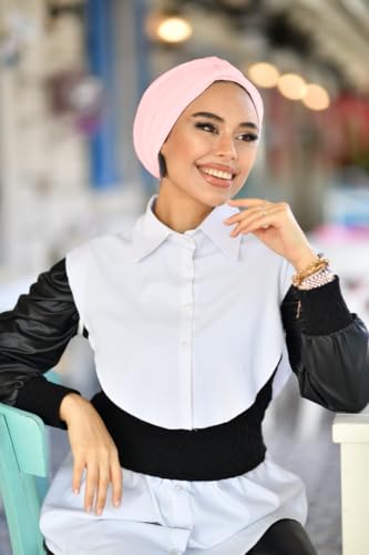 para life Band Turbans for Women, Breathable Instant Turban|Standard Size Stretchable Cotton Sandy|Pre-tied Hijab Cap - color: Powder