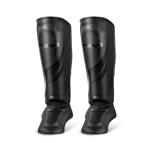 Upgraded Thickened Muay Thai Shin Guards with Instep | Enhanced Impact Protection, Kickboxing & MMA Leg Guards, Martial Arts Sparring Training, Durable for Men Women - size: Medium