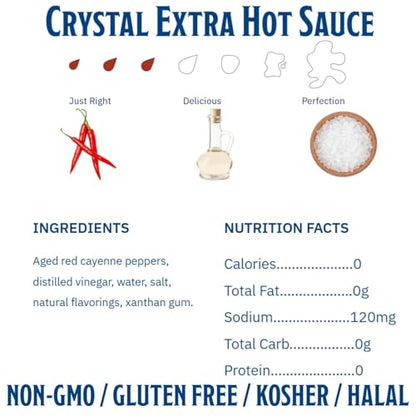 Crystal Hot Sauce Gift Box - Authentic New Orleans Louisiana Sauce Set for Gifts Parties Kitchen Essentials - Creole Apron, 12oz Original and Garlic Hot Sauce, 6oz Extra Hot Sauce, Gluten-Free No MSG