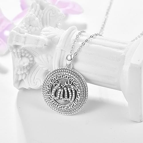 PRAYMOS 925 Sterling Silver Religious Islamic Necklace/Irish Triquetra Celtic Knot Pendant Jewelry Gift for Women - style: 2-Allah necklace silver