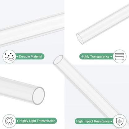 M METERXITY 2-Pack Clear Rigid Acrylic Pipe, 5mm[0.2"] ID x 7mm[0.28"] OD Plastic Round Tube for Water Cooling System/Lamps/Fountains/Aquariums/Display Stand, Acrylic Tubing [305mm/12IN] - size: 5mm ID x 7mm OD