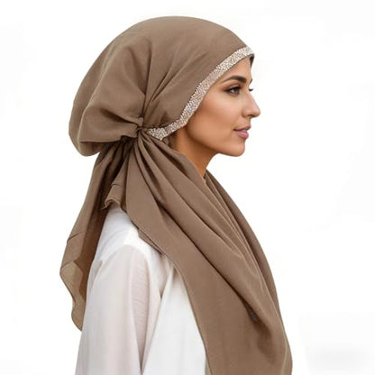 Instant Hijab for Women: Hijab Scarf, Hijabs for Women Muslim, Muslim Head Scarf, Easy Slip on - color: Khaki