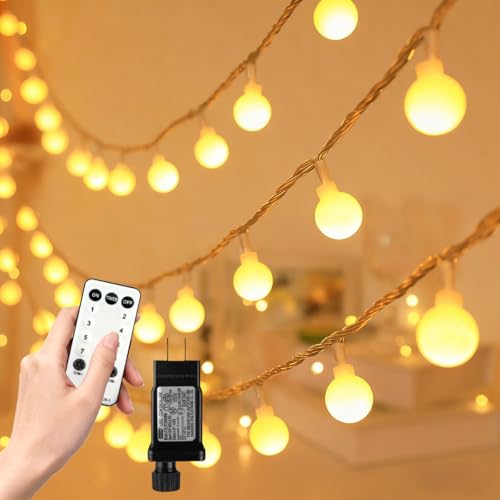 RaThun 49.2ft Globe String Lights with Remote for Indoor Bedroom Warm White - size: 49.2ft Warm White Plug In String Lights