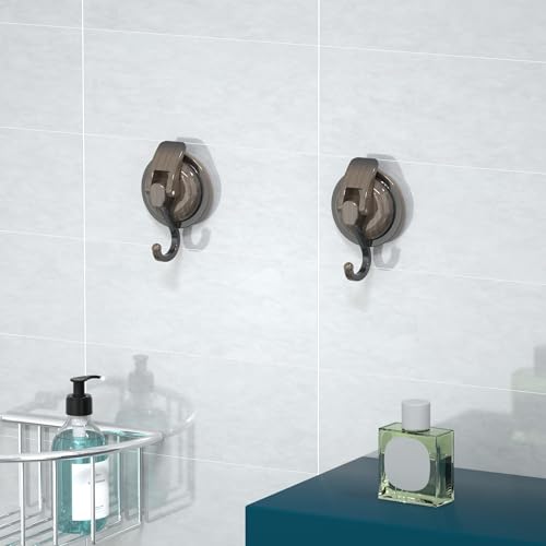 Heavy Duty Vacuum Suction Cup Hooks, Red Bronze Plated Polished Super Suction for Kitchen Bathroom, 2 Pack - color: Red Bronze