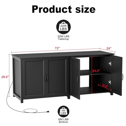 GDLF 180-200 Gallon Large Fish Tank Stand, Aquarium Stand with 72"*24" Tabletop Fits 125/150/180/200 Volumns Aquariums,2200LBS Capacity Heavy Duty - size: 180-200 Gallon