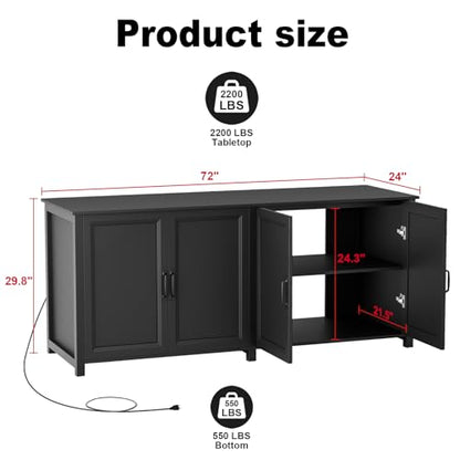 GDLF 180-200 Gallon Large Fish Tank Stand, Aquarium Stand with 72"*24" Tabletop Fits 125/150/180/200 Volumns Aquariums,2200LBS Capacity Heavy Duty - size: 180-200 Gallon