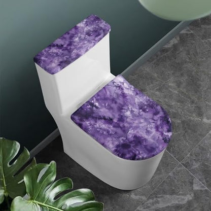 Marble Purple Toilet Lid Covers & Toilet Tank Lid Cover Elastic Edges Universal Fit Standard Oblong Elongated Toilet Home Xmas Decoration - color: Marble Purple