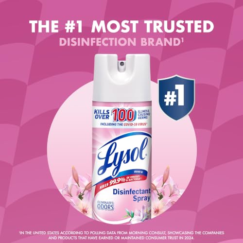 Lysol Disinfectant Spray, Household Cleaning Supplies, Disinfecting Multi-Purpose Room Spray, Antibacterial Sanitizer, Deodorizer, Kills Hantavirus, Early Morning Breeze, 12.5 Fl Oz