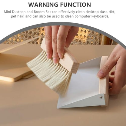 Kids Window Cleaner Stainless Steel Cleaner Mini Dustpan and Brush Set Wood Small Metal Pan Natural Table Handy Brush for Sweeping Home Kitchen Car Office Storage Bin