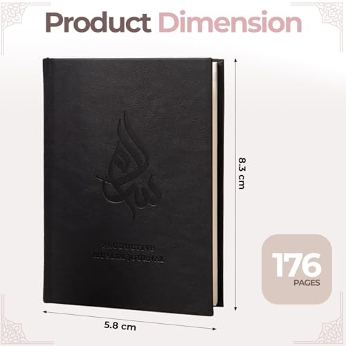 Salam Journal, Islamic Daily Planner with Prayer Tracker, Daily Hadith and Duas, Undated Layout with 6 Month Coverage, Ramadan and Eid Gift for Muslims, Ramadan Planner (Black) - color: Black