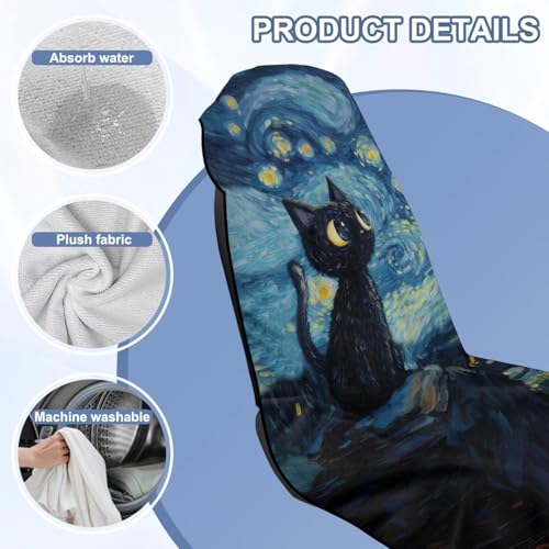 Starry Cat Print Car Towels for Seats Sweat Absorption Car Seat Towel Cover After Gym Non Slip Towel Automotive Seat Covers for Truck Sedan SUV, Easy to Install and Clean - color: Blue - Starry Cat
