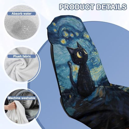 Starry Cat Print Car Towels for Seats Sweat Absorption Car Seat Towel Cover After Gym Non Slip Towel Automotive Seat Covers for Truck Sedan SUV, Easy to Install and Clean - color: Blue - Starry Cat