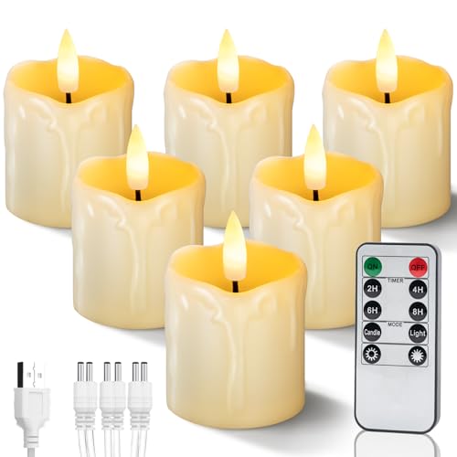 2"x 2" Rechargeable Flameless Votive Candles with Remote Timer, 6 Pack - color: Drip (6 Pack, Rechargeable)
