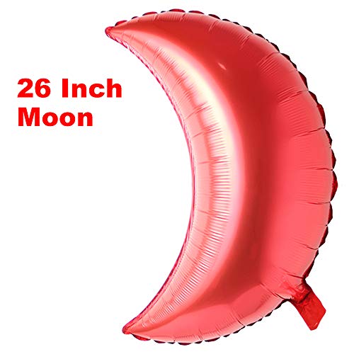 26 inch large moon foil helium balloons baby shower 100 days kids birthday party wedding decoration supplies big moon balloons (26 inch Moon Red) - color: 26 Inch Moon Red