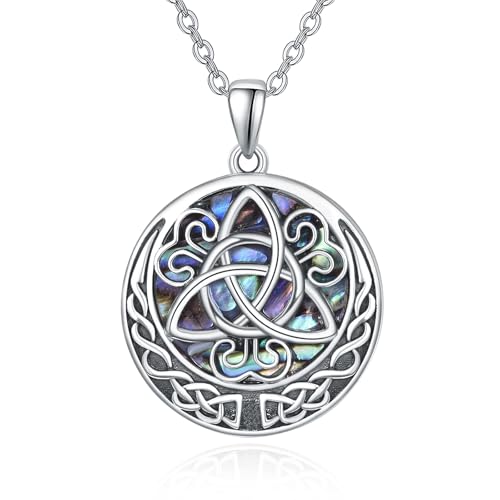 PRAYMOS 925 Sterling Silver Religious Islamic Necklace/Irish Triquetra Celtic Knot Pendant Jewelry Gift for Women - style: 1-Celtic Knot Necklace