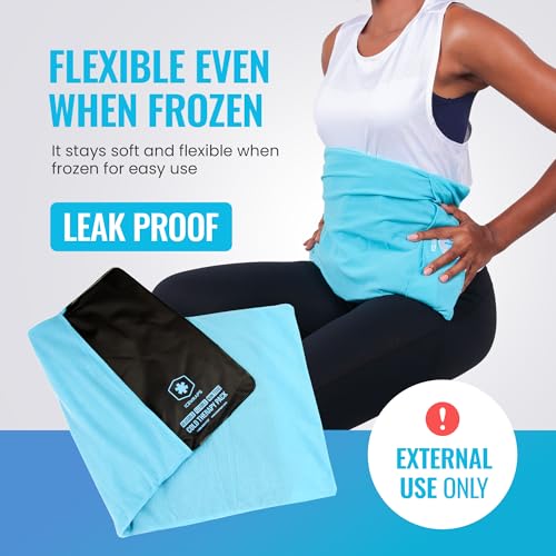 ICEWRAPS Reusable Cold Pack with Fabric Cover - Extra Large 12 x 21 Inch | Flexible Clay Pack, Leak Resistant, Wrap Design for Back, Shoulders and Knees, Stays Cold Up to 45 Minutes - FSA-HSA Eligible - size: 12"x21", style: Ice Pack with Cover