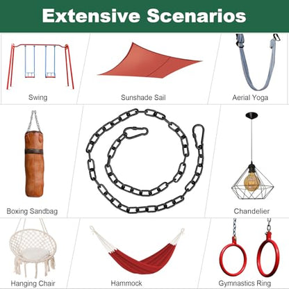 59inch Adjustable Welded Steel Chain with 4 Clasps, Corrosion-Resistant Coating for Swing, Boxing Bag, Sunshade Sail - size: 59inch