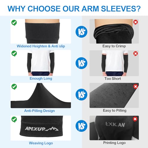 APEXUP Cooling Arm Sleeves for Men Women, UV Sun Protection UPF 50, Volleyball Arm Sleeves Compression Sleeves for Outdoor - color: 1 Black+1 White+1 Gray+1 Dark Gray