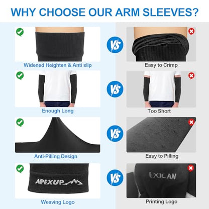 APEXUP Cooling Arm Sleeves for Men Women, UV Sun Protection UPF 50, Volleyball Arm Sleeves Compression Sleeves for Outdoor - color: 1 Black+1 White+1 Gray+1 Dark Gray