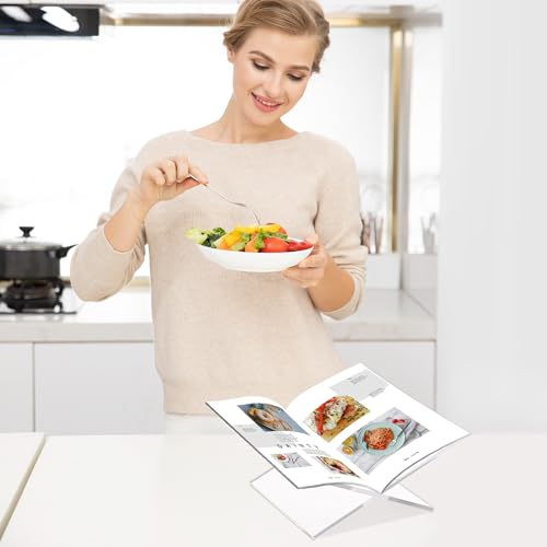 Acrylic Book Stand 11 x 5.2 Inch, 2 Piece Open Book Display Stand for Cookbooks, Art Books, Bibles, Quran, Magazines, Recipe Books Clear Book Holder for Home, Kitchen, Coffee Table Decor