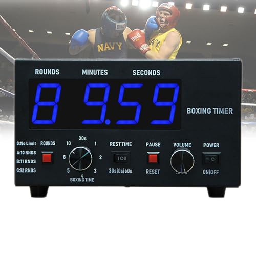 Big Screen Boxing Interval Timer, Classic Professional Gym Timer, Adjustable Sound/Training Time/Cycle Repetitions, Muay Thai Training Timer for Boxing, Muay Thai, Fighting, Taekwondo, Karate - color: Blue