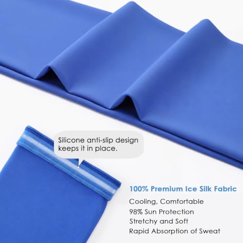 Achiou Cooling Ice Silk Arm Sleeves, Summer UV Sun Protection Compression Sleeves UPF 50+ for Women Volleyball Youth Sports - color: 2 Pairs: 1pair White,1 Pair Royal Blue