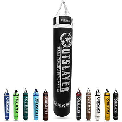 Muay Thai Punching Bag 6ft 150lbs Unfilled Made in USA - color: Black/White, size: Without Bottom D-Ring