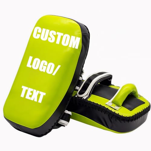 Custom Muay Thai Pads, Personalized Curved Kickboxing Kicking Strike Shield, Punching Foot Target for Coaching Martial Arts, MMA, Taekwondo, Karate, Training Equipment Kick - color: Red