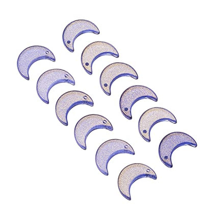 LiQunSweet 100 Pcs Shiny Powder Crystal Glass Moon Crescent Charms Mini Pendants for Bracelet and Necklace Jewelry Making DIY Craft Material - color: Moon Glass Charms_16x11.5mm_Midnight Blue