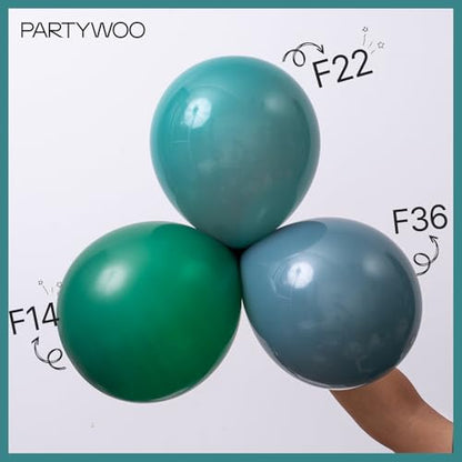 PartyWoo 슬레이트 블루 풍선 140피스 다양한 사이즈 팩 45.7cm(18인치), 30.5cm(12인치), 25.4cm(10인치), 12.7cm(5인치), 네이비 더스티 블루 보헤미안 뉴트럴 풍선 아치 키트, 베이비 샤워, 졸업식, 정글, 바다 생일 파티 장식, 블루-F36 - color: 블루-f36