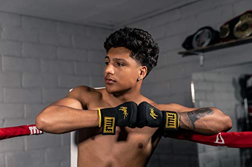 Title Boxing Attack Nitro Speed Wraps 2.0 - Boxing Wraps, Quick Wraps Boxing, Boxing Hand Wraps, Hand Wraps for Boxing Gloves, MMA Gloves, Wrist Wraps Boxing, Muay Thai Hand Wraps, Knuckle Protection - color: Black/Yellow, size: X-Large