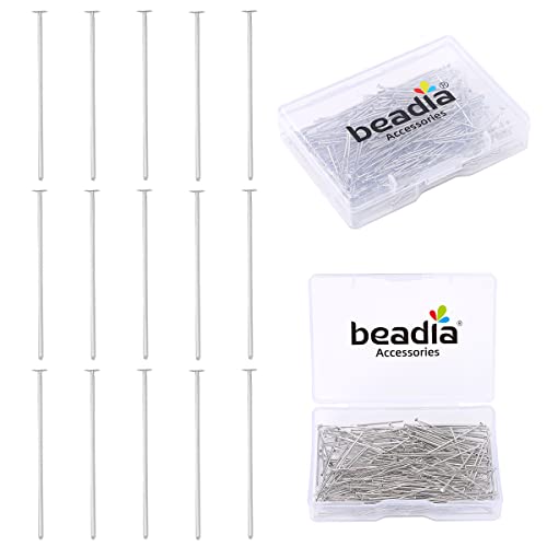 BEADIA Platinum Plated Flat Head Pins Non Tarnish 30mm 200pcs for Jewelry Making Findings - color: Flat Head Pins Platinum, size: 30x0.7mm