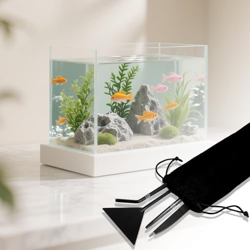 4Pcs Stainless Steel Aquascape Tool Kit with Tweezers Scissors Spatula | Black Anti-Rust Fish Tank Starter Kit Aquarium Plant Tools for Trimming Scraping Reptile Feeding - color: Black