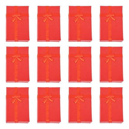 Sparkeads 12 Pcs 3.25 x 2.13 x 0.96 Inches FireBrick Prezzie Boxes With Ribbon Bow Jewelry Cardboard Box Small Boxes Storage Jewelry Box for Bracelets Ring Earring Necklace