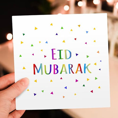 3dRose Eid Mubarak - happy Eid blessing after Ramadan Islamic Muslim holidays 12 Greeting Cards with envelopes