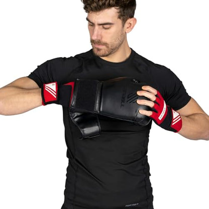 Sanabul Gel Boxing Hand Wraps for Men & Women Muay Thai MMA Kickboxing Quick Wraps Boxing Inner Gloves Wrist Knuckle Protection - color: Red/White, size: Large-X-Large