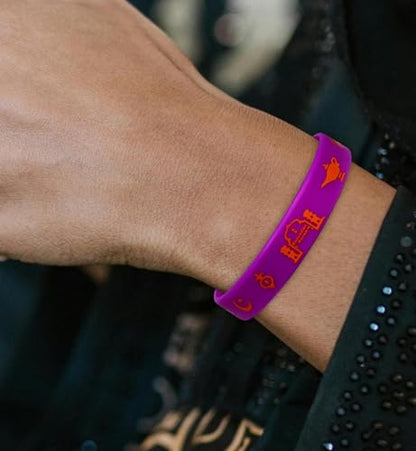 24 Packs Eid Mubarak Silicone Bracelets Party Supplies Mubarak Kareem Motivational Rubber Wristbands for Ramadan Mubarak Themed Party Favors Award Gift