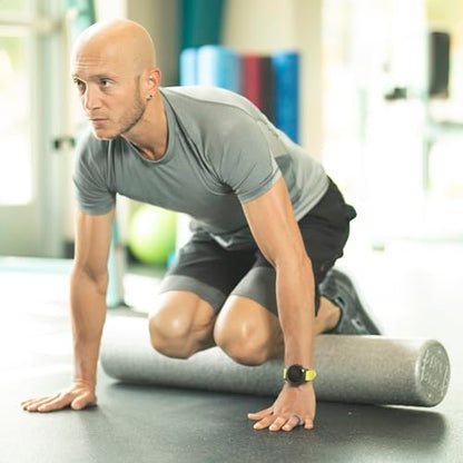 OPTP Silver AXIS Foam Roller, Moderate Density for Sports Medicine, Physical Therapy, Pilates, Yoga - Myofascial Release on Trigger Points (Silver Moderate Density, 36" x 6" Round) - size: 36"