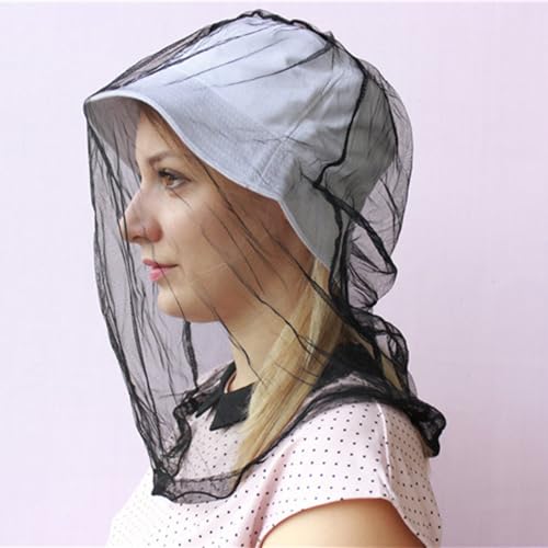 Practical Head Covers with Fine Density Mesh Antibug Head Net for Women Men Unisex Hiking Camping Fishing Accessories Gnat - color: Beige Top